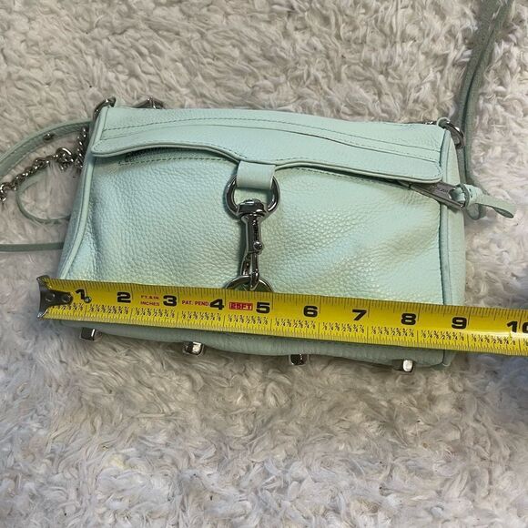 Rebecca Minkoff Mini Mac Crossbody Bag Leather mint green Chain Strap Studded - Picture 9 of 16